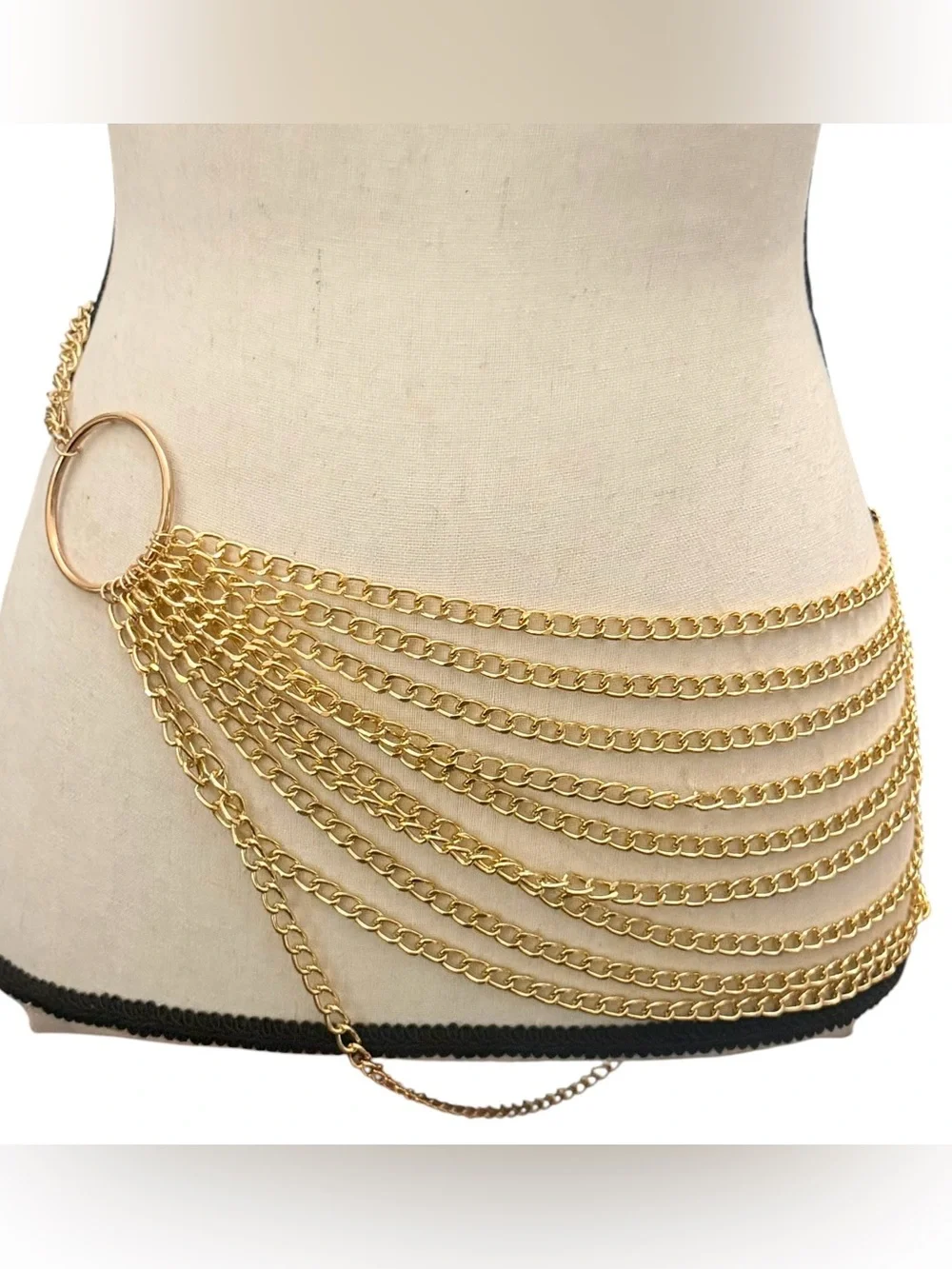 Belt Waist Chains 30”-47” w/ 10 Layers Gold Tone